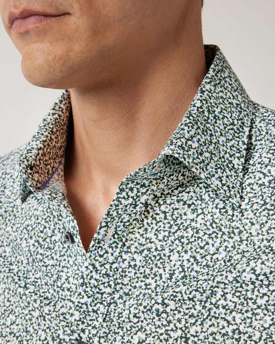 Regular Fit Abstract Floral Print Shirt, Khaki, hi-res